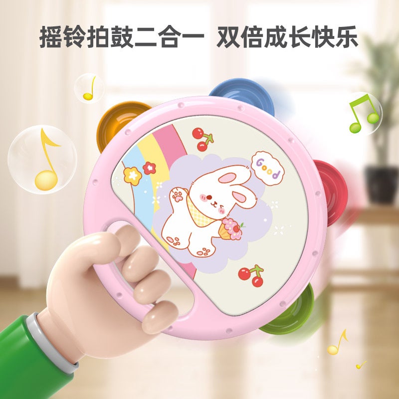 Baby Rattle Hand Tambourine Toy 0-3 Years Old Baby Rattle Drum Soft Rubber Rattle Drum Early Education Musical Instrument Group - Image 3